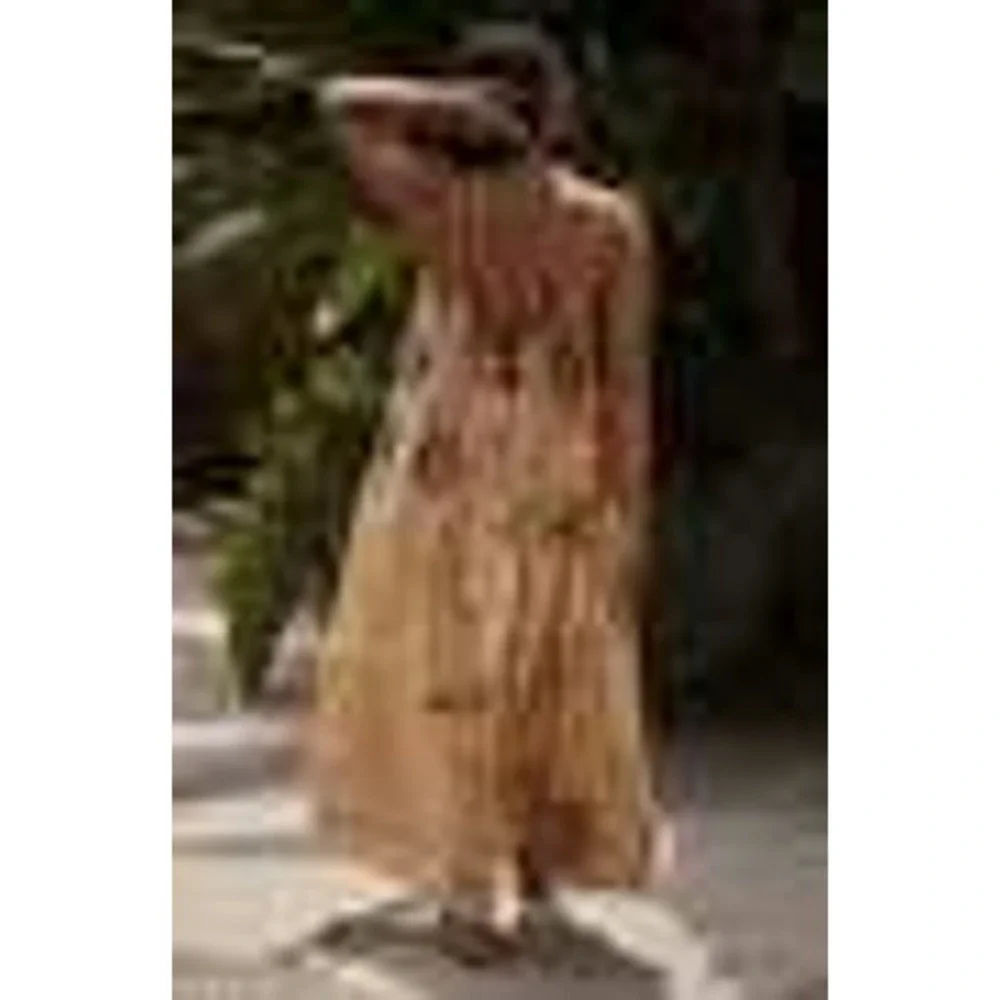 Tahnee Kelland for Anthropologie Strappy Midi Dress XS Tropical Palm Print Boho - Picture 2 of 8